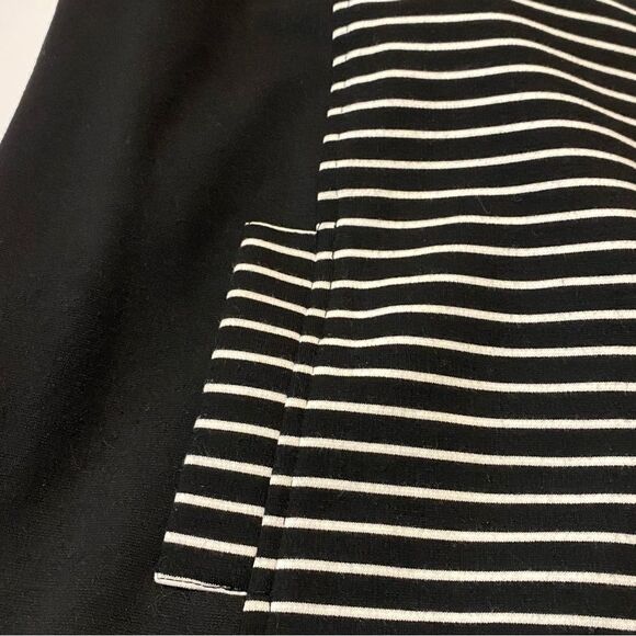 Chico’s Black White Striped Drape Blazer W/ Zipper Detail In Back Women's Small - Picture 5 of 13
